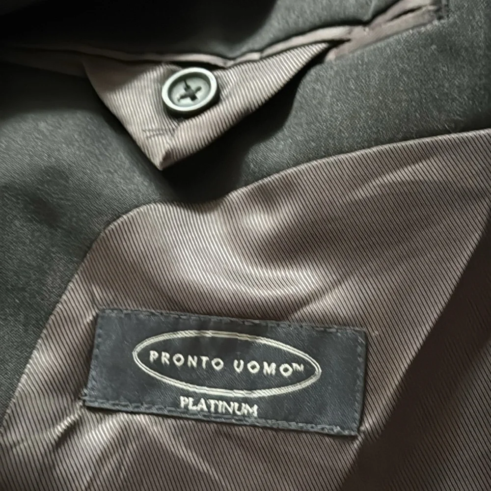 Pronto Uomo Platinum‎ Black 100% wool two button front blazer Sz 44R